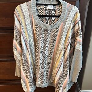 CAbi Gray and Cream Open Knit Shrug